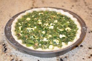 Spinach feta quiche ready to bake