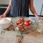 Cut rhubarb, sugar and water