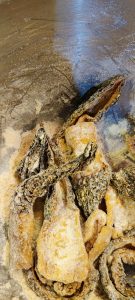 Coating morels in flour