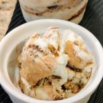 Ants on a log ice cream in a serving dish.