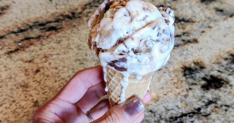 Apple Ice Cream with Peanut Butter and Nutella Swirls