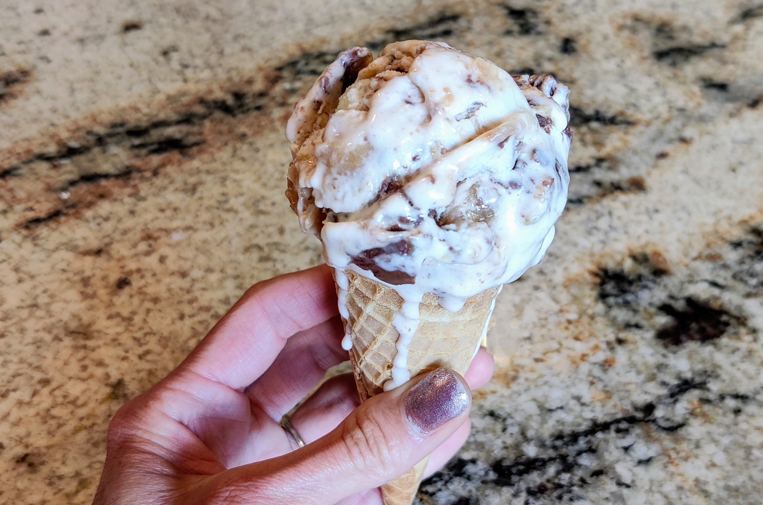 Apple Ice Cream with Peanut Butter and Nutella Swirls