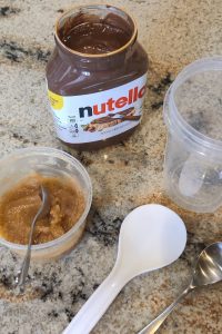 Peanut butter and Nutella swirl for apple ice cream