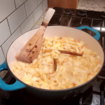 Sauteeing apples for apple crisp baked oatmeal