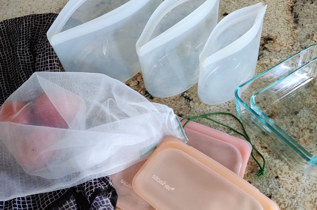 reusable bags and containers